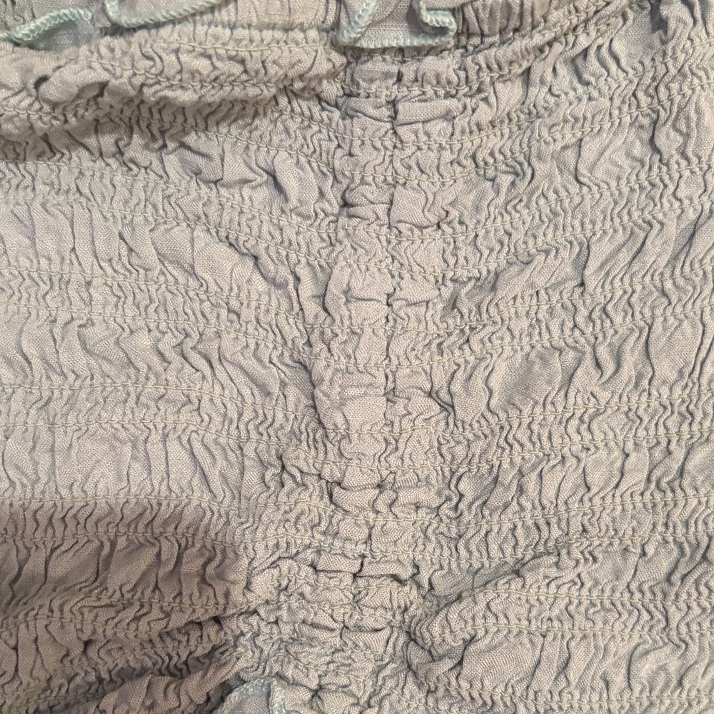 Japna Mint Green Smocked Crop Blouse with Long Sleeves - Picture 3 of 7